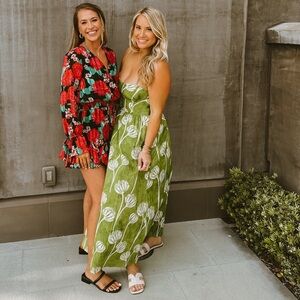 Zara green maxi dress with floral print - Large